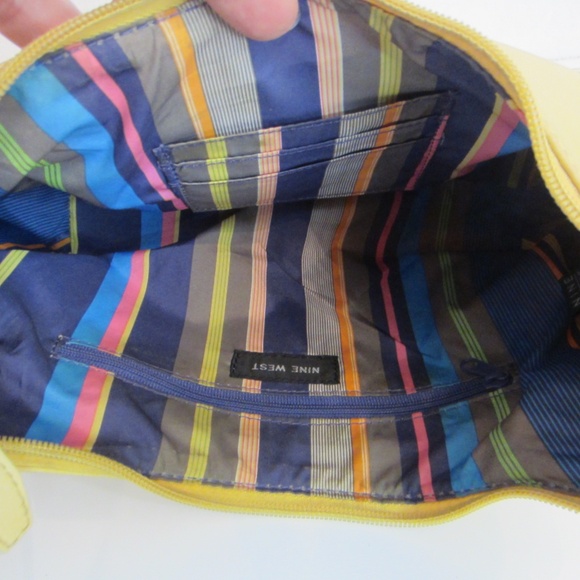 Nine West Small Yellow Hand Bag Buckle Strap Zipper Closure Silver Hardware - Picture 2 of 13